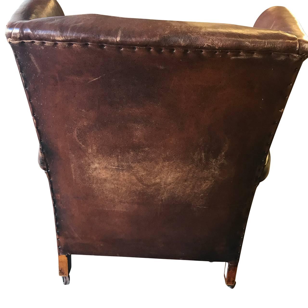 leather wingback club chair