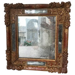 18th Century Baroque Repousse Mirror with Original Mercury Mirror