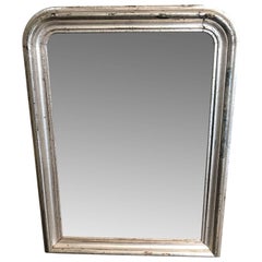 Antique Early 19th Century Silver Guilded Mantel Mirror