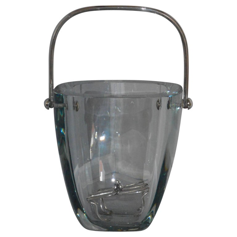 Glass and Sterling Silver Ice Bucket and Stand, Strombergshyttan