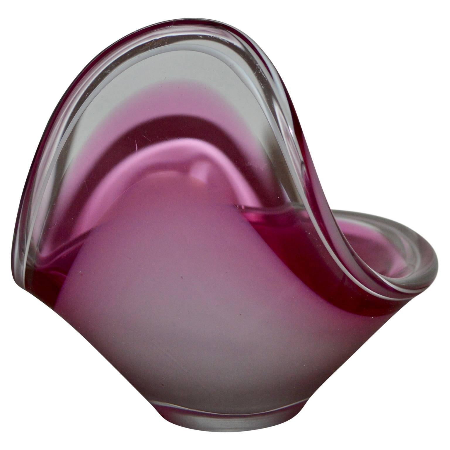 Art Glass Swedish Midcentury Flygfors Bubblegum Centerpiece