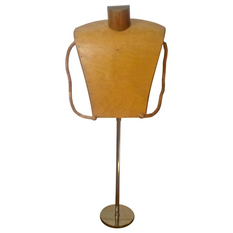 MidCentury Wood and Chrome Mannequin Stand For Sale at 1stDibs