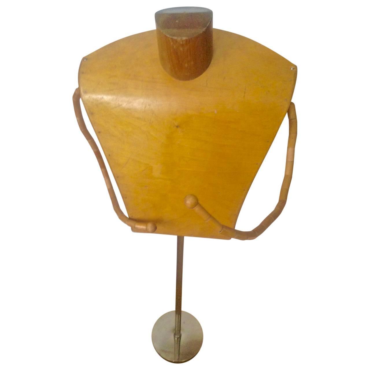 MidCentury Wood and Chrome Mannequin Stand For Sale at 1stdibs