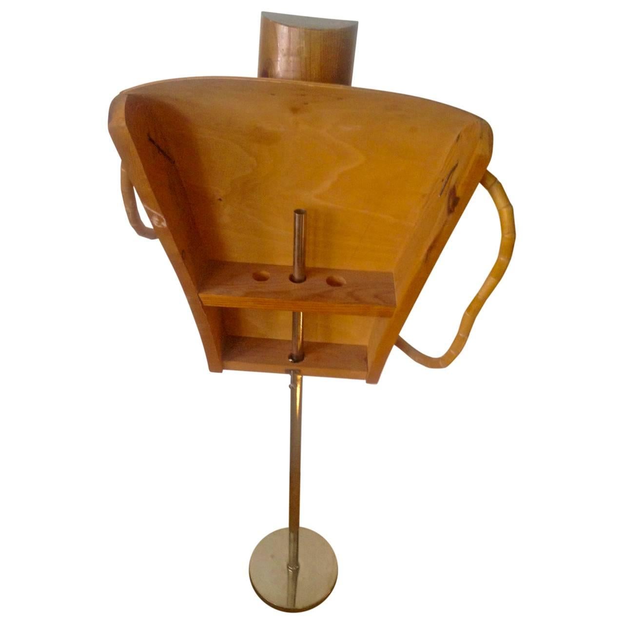 European Mid-Century Wood and Chrome Mannequin Stand