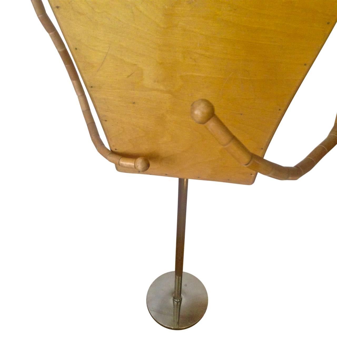 20th Century Mid-Century Wood and Chrome Mannequin Stand