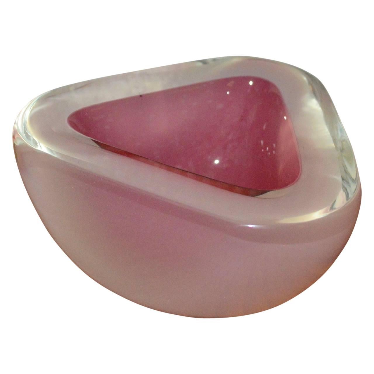 Mid-Century Modern Bubblegum Sommerso Geode Trinket Bowl or Ashtray