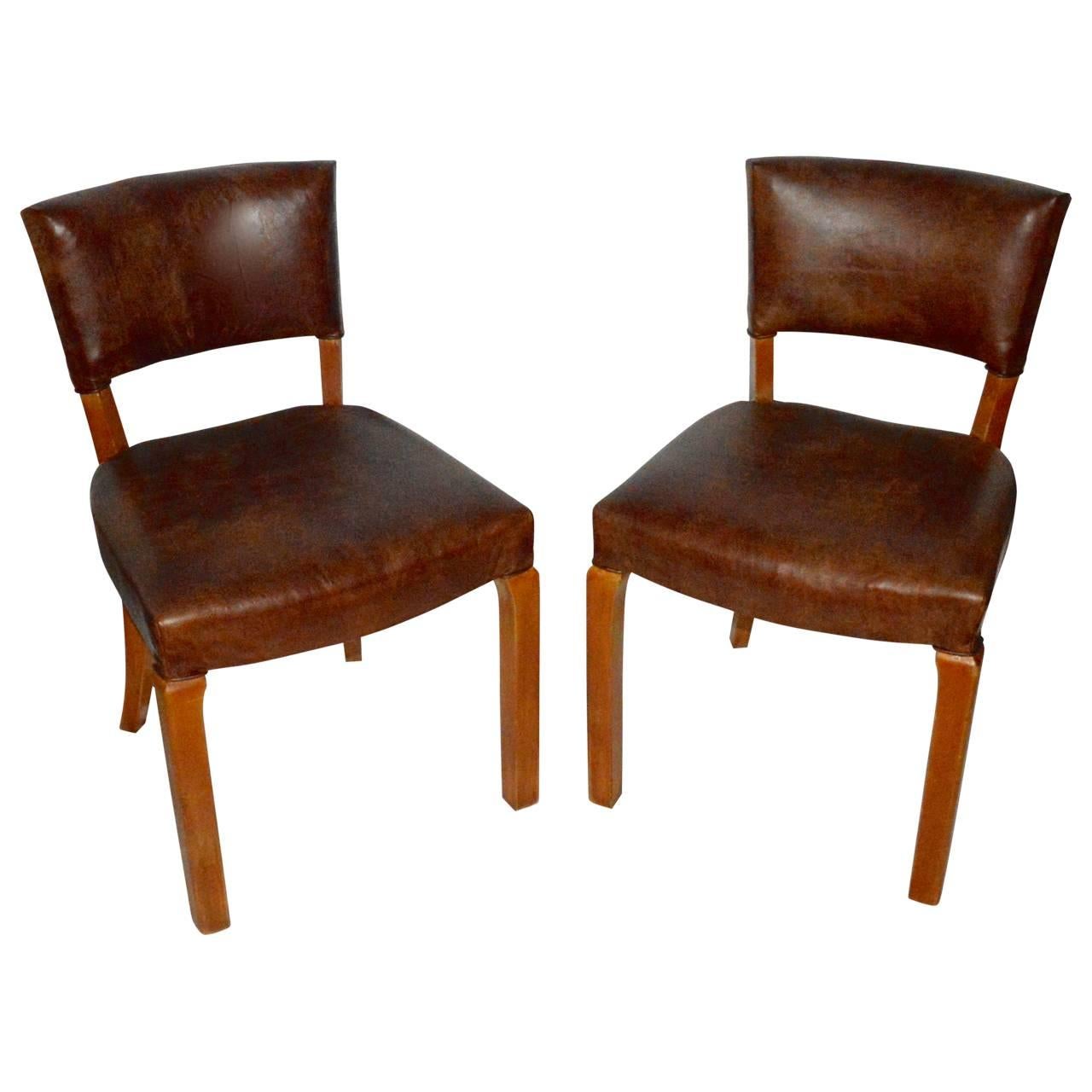 European 20th Century Art Deco Leather Dining Chairs