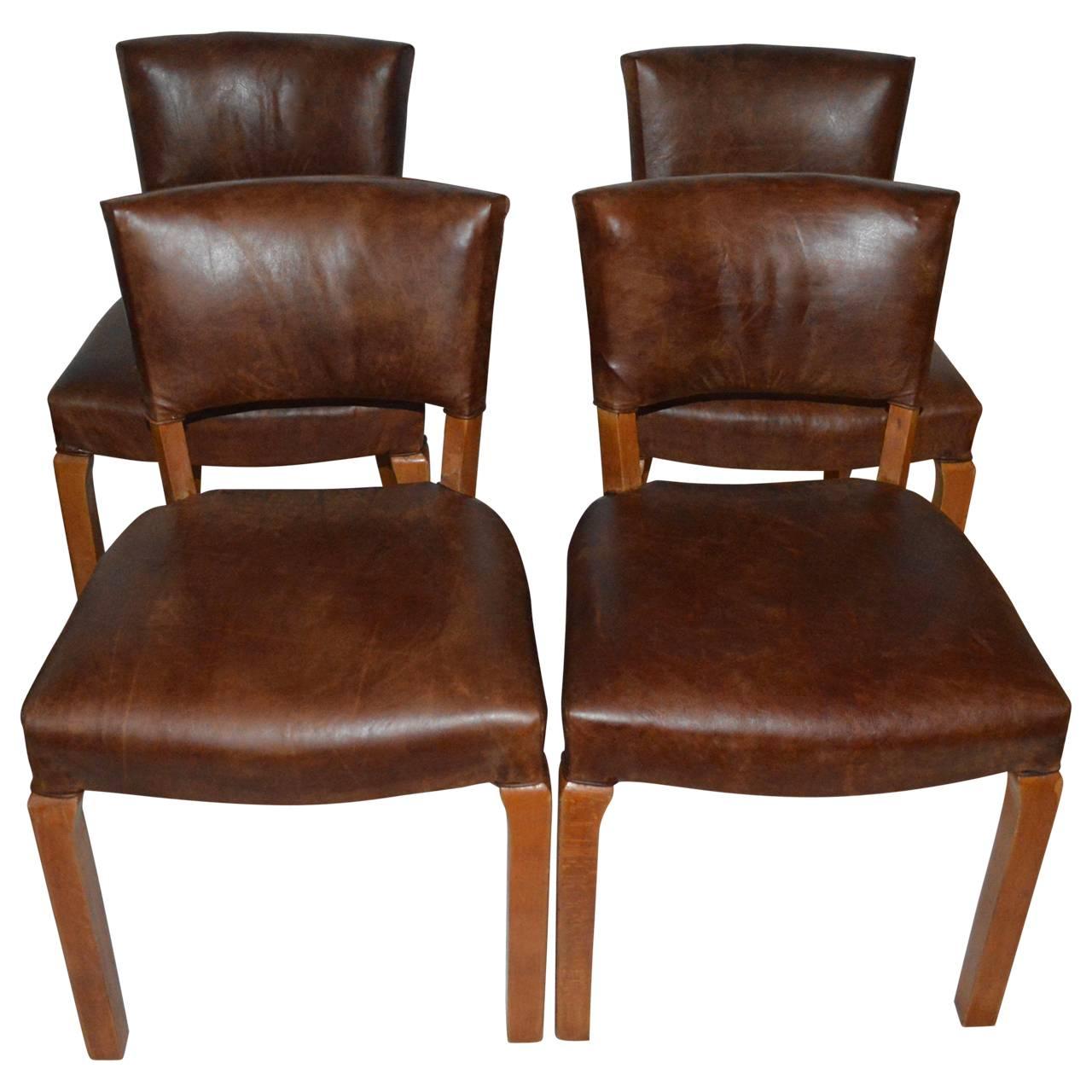 20th Century Art Deco Leather Dining Chairs In Good Condition In Copenhagen, K
