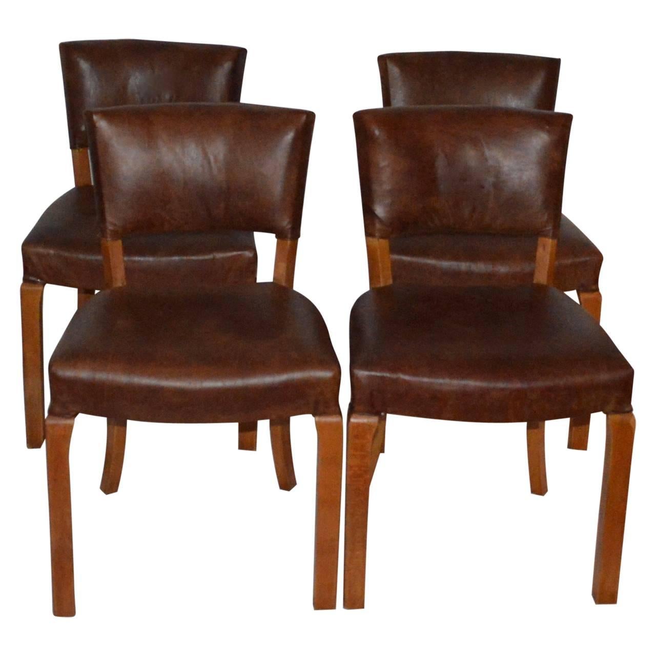 Mid-20th Century 20th Century Art Deco Leather Dining Chairs