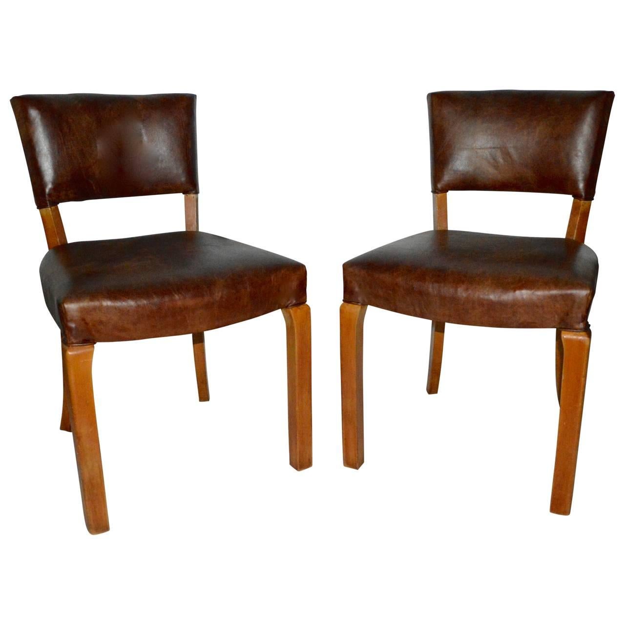 20th Century Art Deco Leather Dining Chairs 4