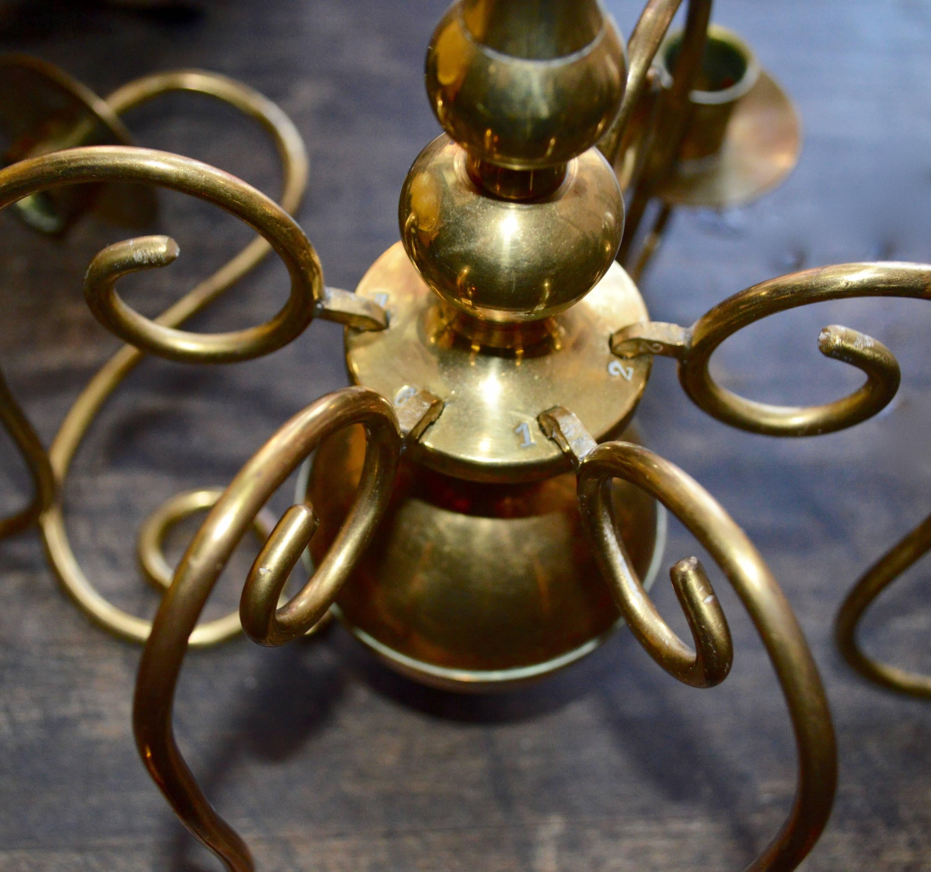 19th Century Brass Chandelier 2