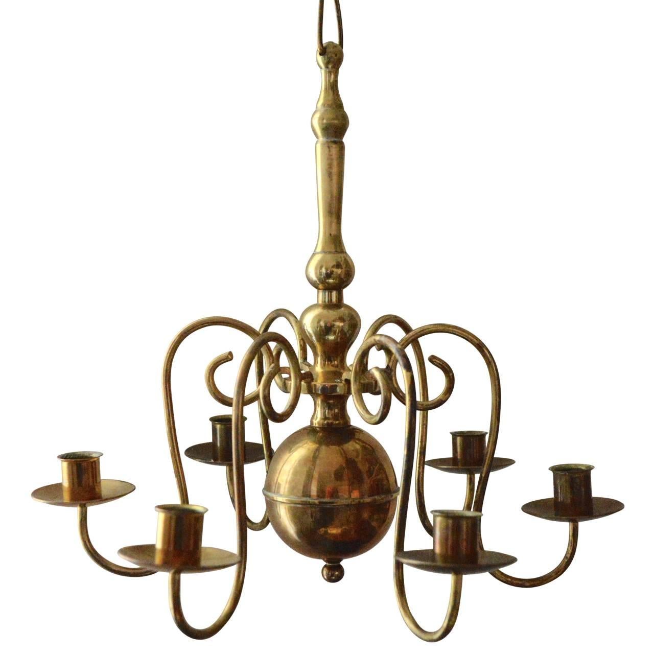 Beautiful Scandinavian six-arm chandelier for candles.