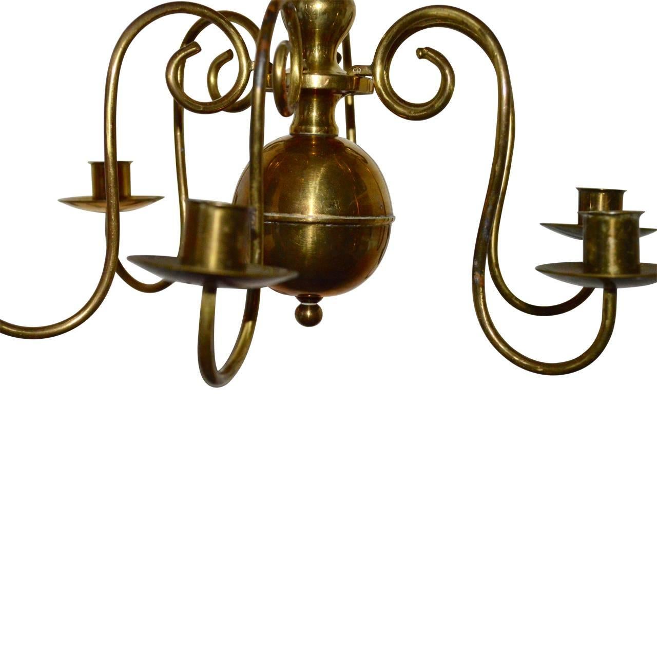 19th Century Brass Chandelier In Excellent Condition In Copenhagen, K