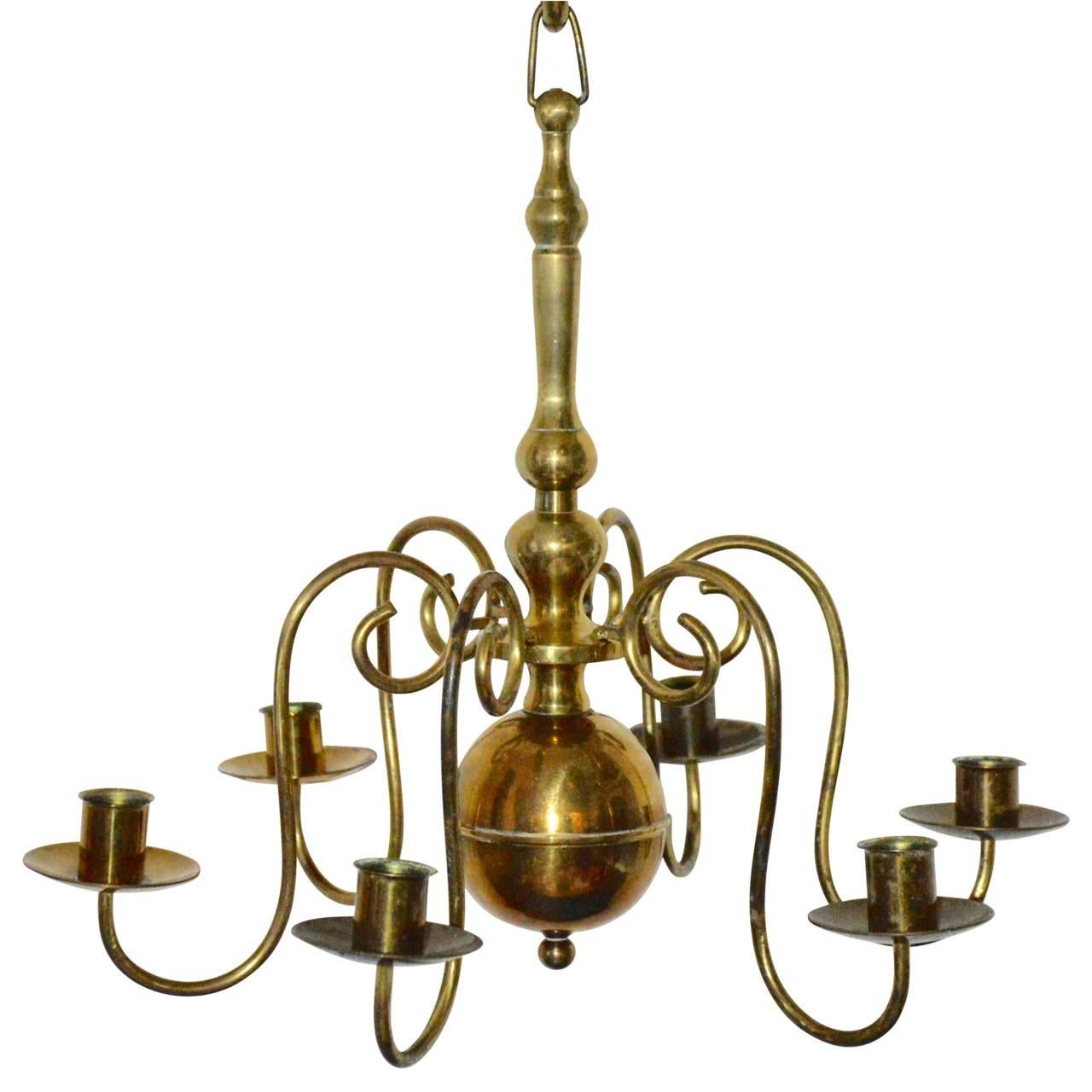 Scandinavian 19th Century Brass Chandelier