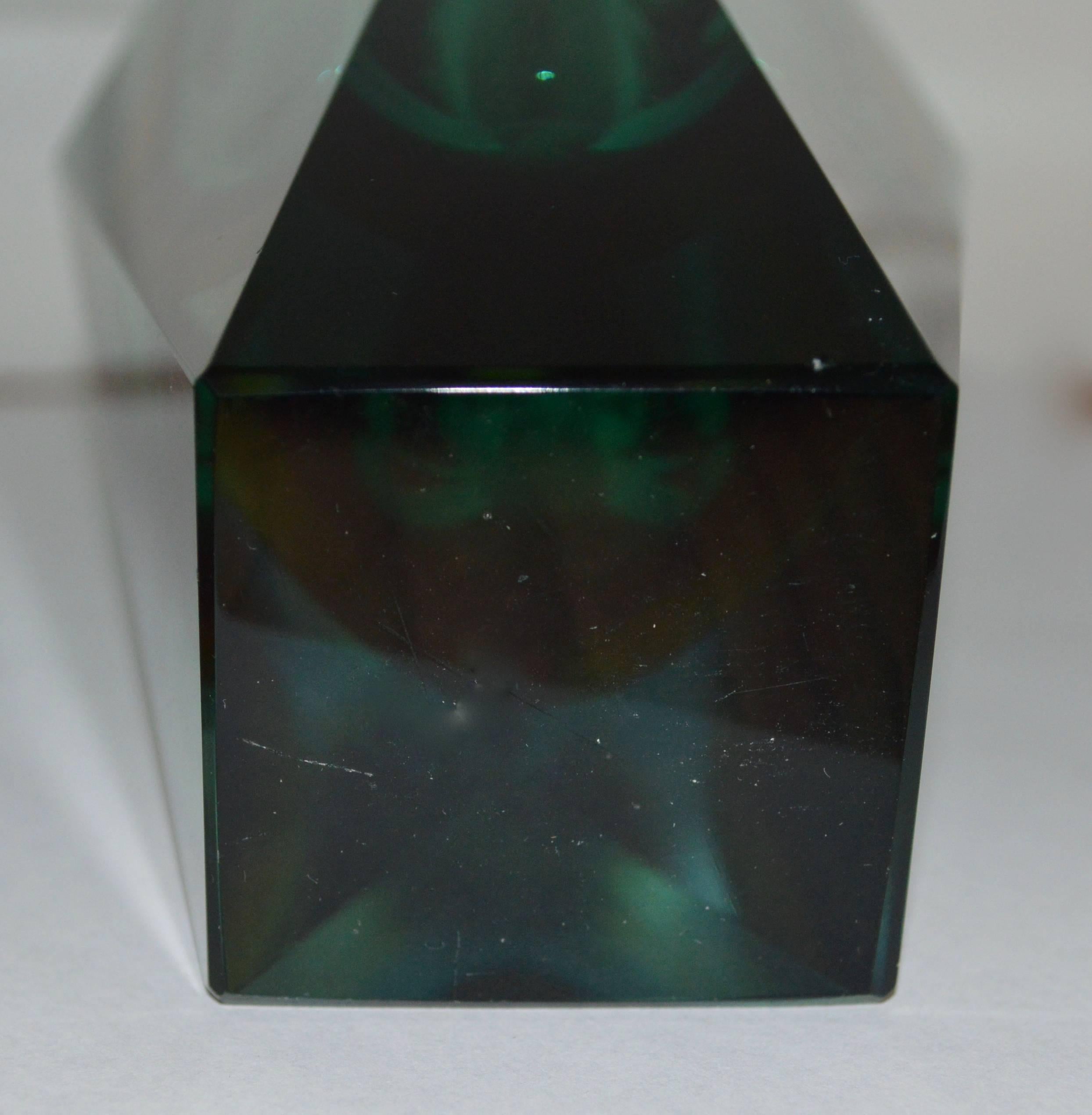 Large Green Faceted Murano Vase 2
