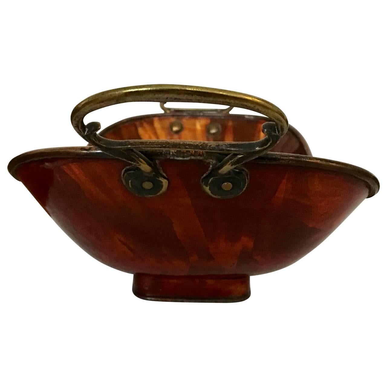 Amazing 19th century enamel bowl or bread basket.