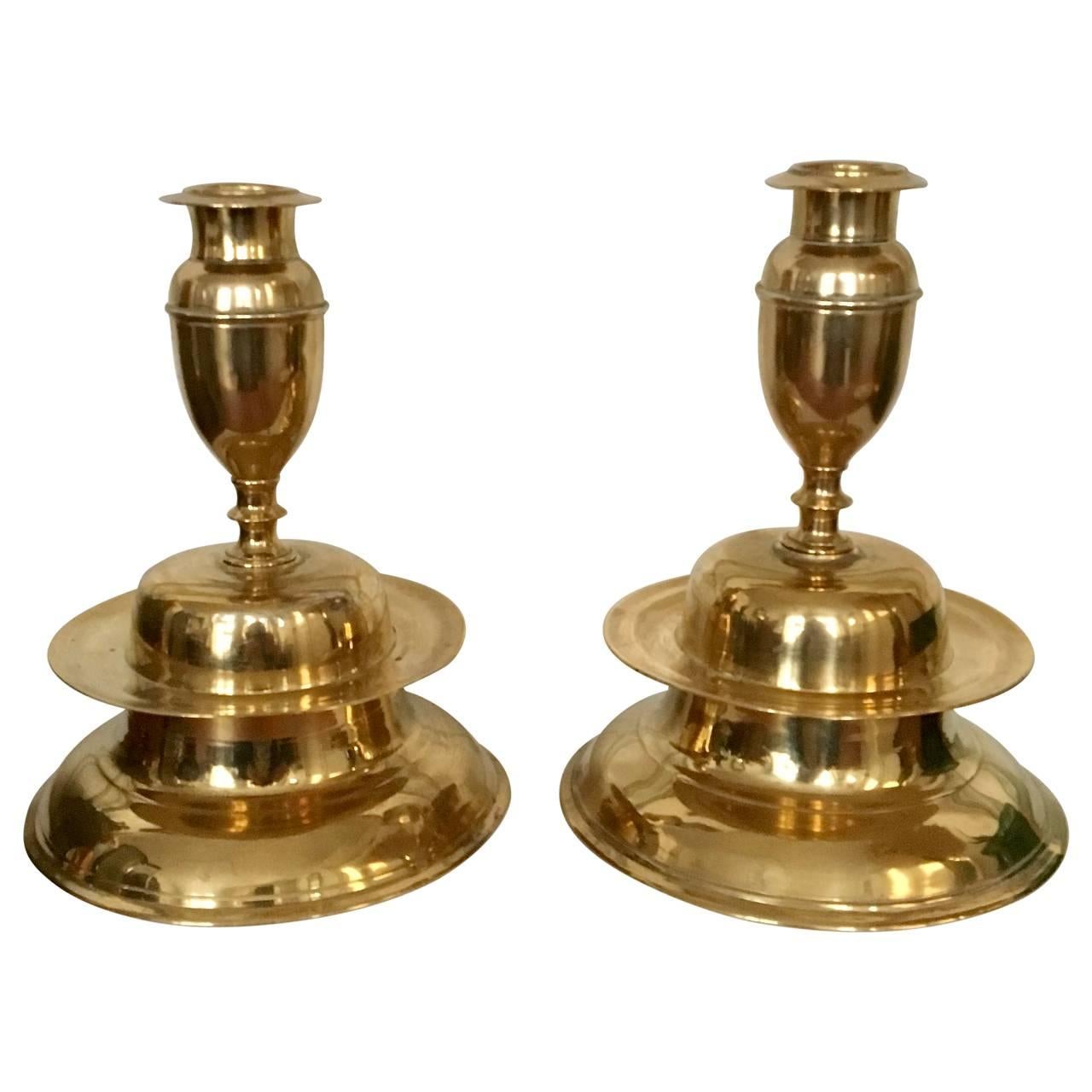 Beautiful pair of brass bell candleholders.