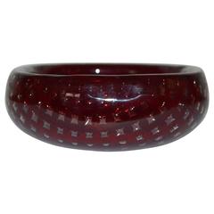 Murano Ruby Glass Bowl with Controlled Bubble Pattern 9