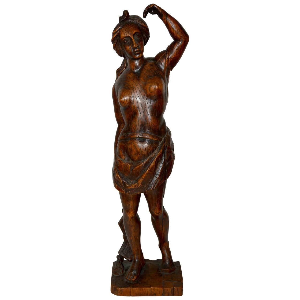 19th Century Wooden Lady Sculpture