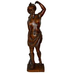 19th Century Wooden Lady Sculpture 11