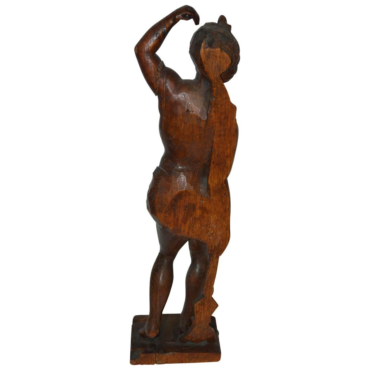 Carved 19th Century Wooden Lady Sculpture For Sale