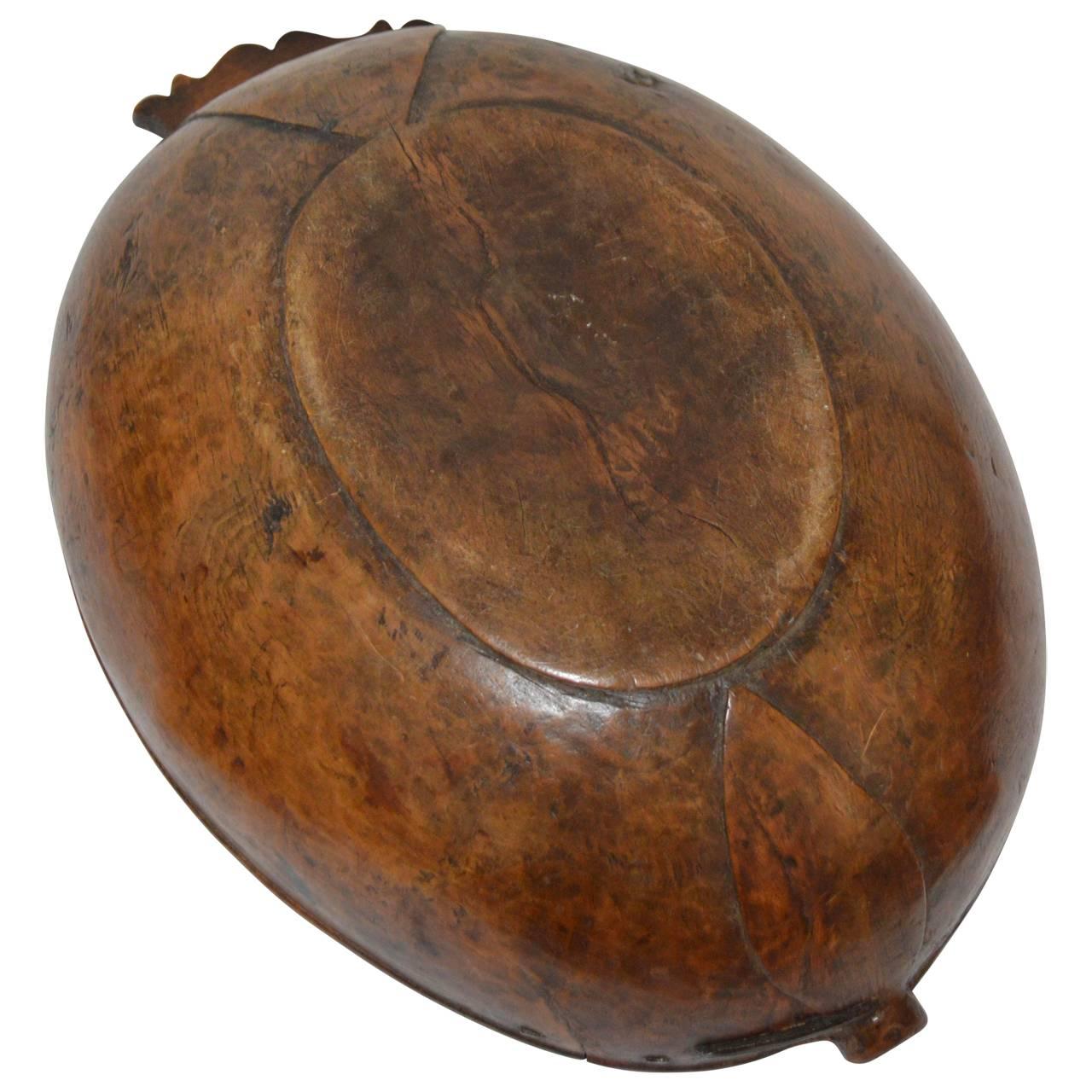 18th Century Carved Wooden Pouring Bowl 1