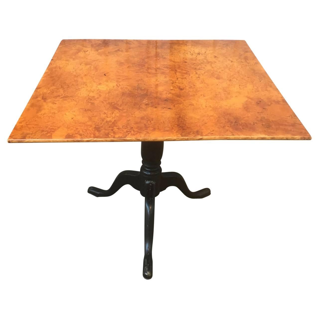 Karl Johan 19th Century Swedish Burl-wood Tilt-Top Table For Sale