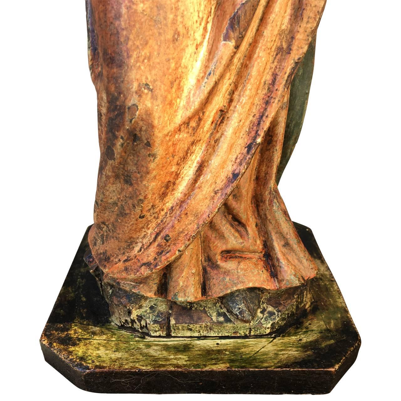 Painted Early 17th Century Sculpture  For Sale