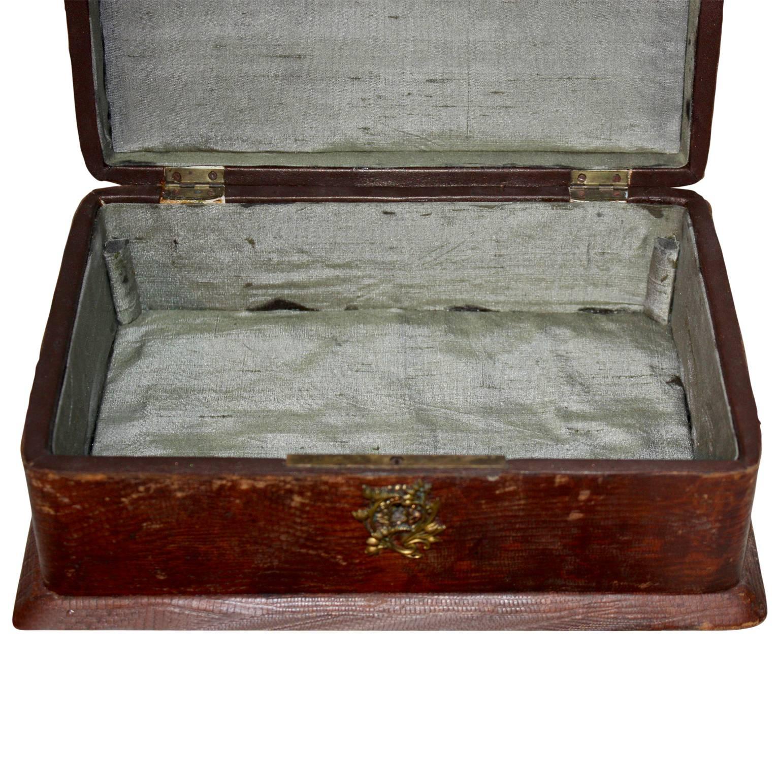 French Early 20th Century Leather Jewellery Box