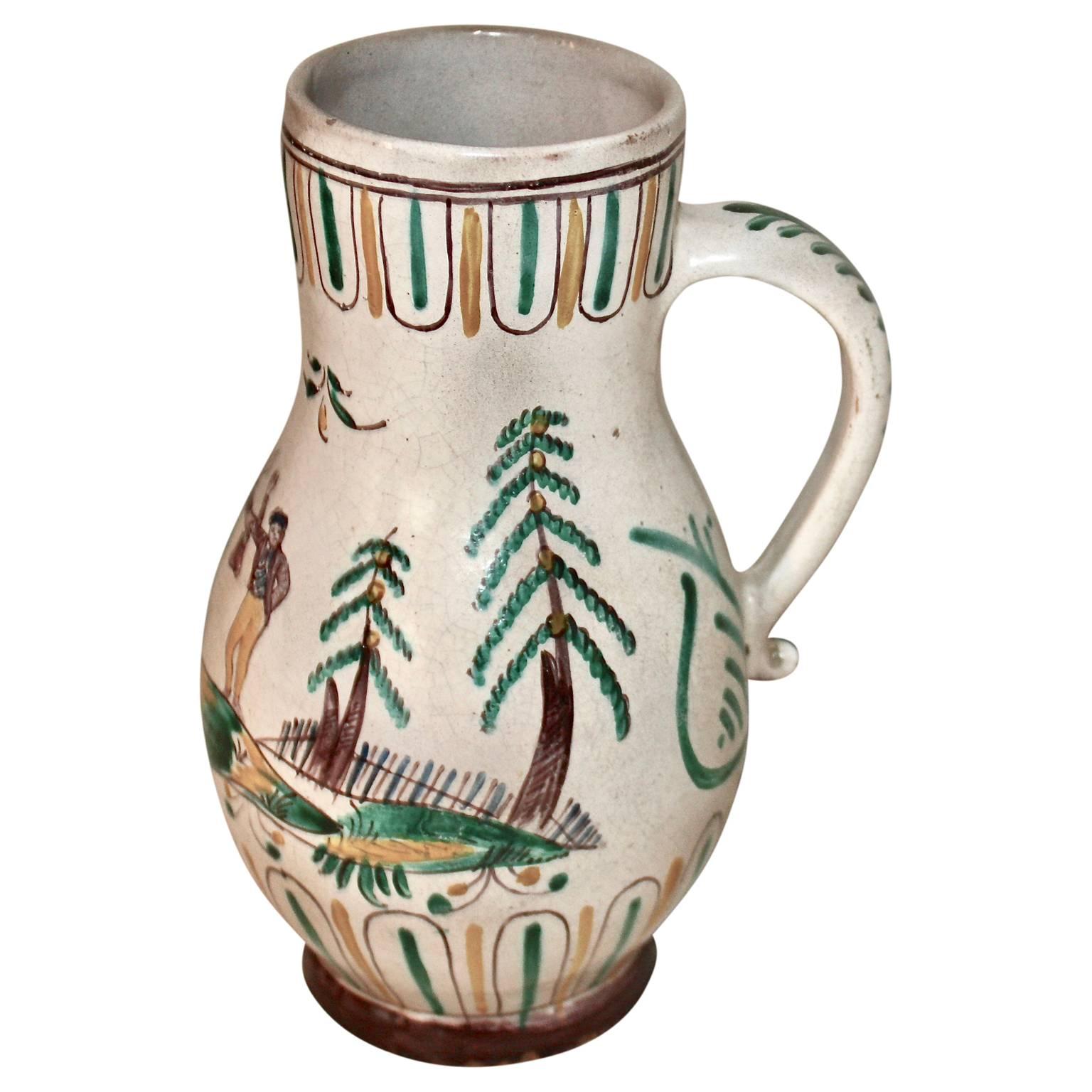 German 18th Century Faience Jug For Sale