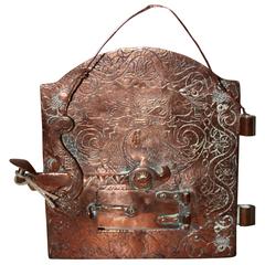 18th Century Rococo Fragment Of A Copper Fireplace Door