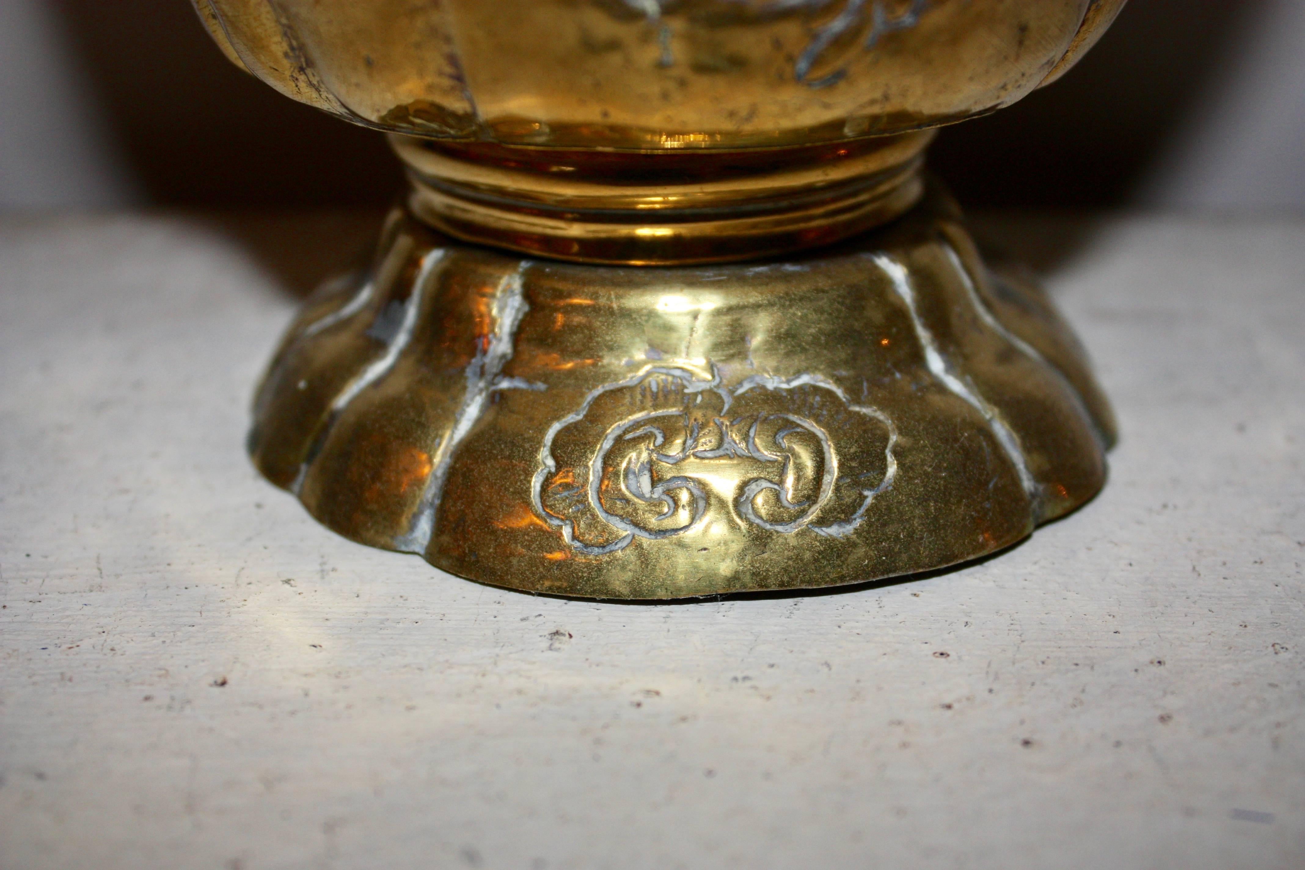 Small 18th Century French Rococo Brass Planter Flower Pot For Sale 1