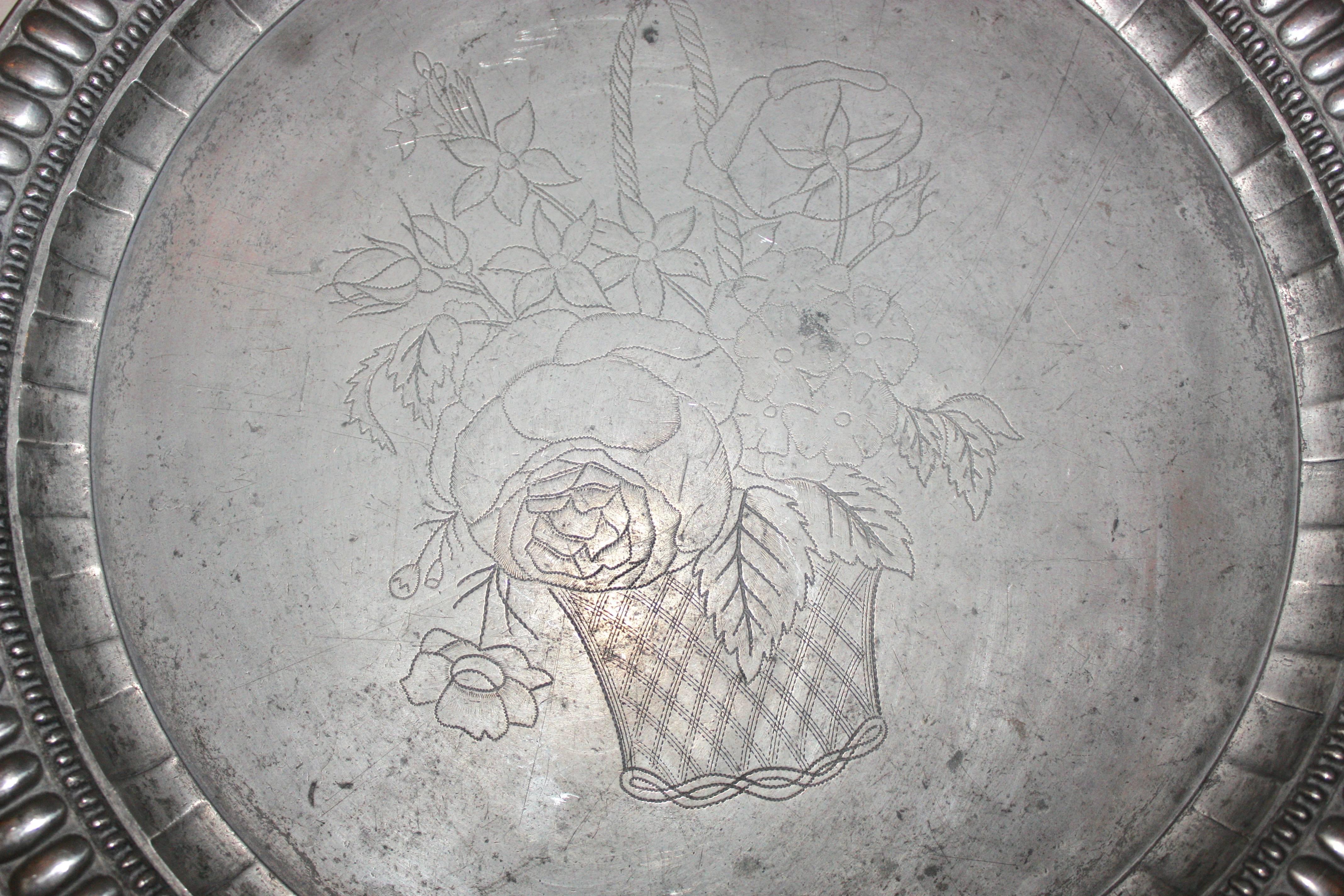 Folk Art English Pewter Plate