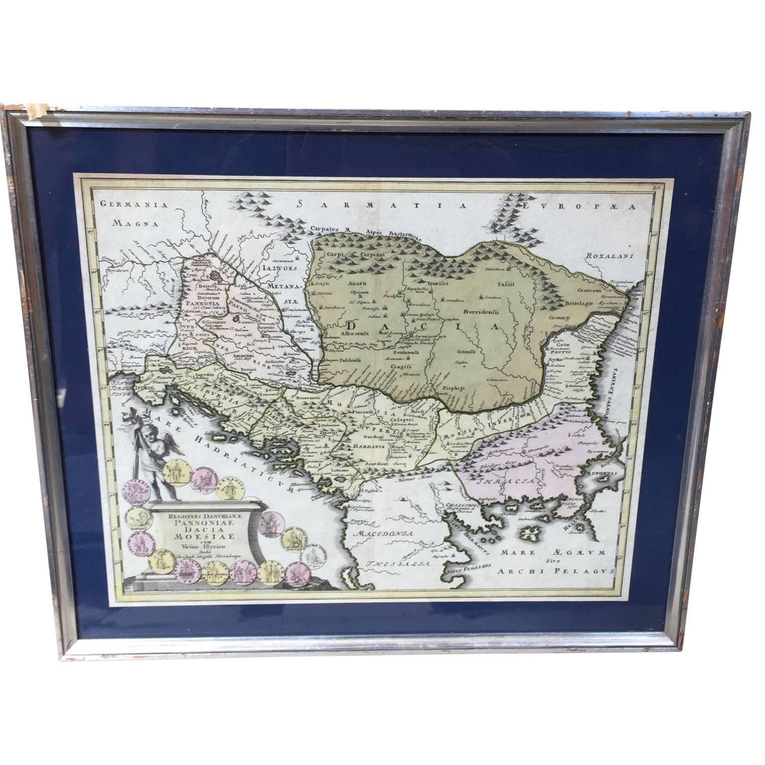 Four 18th Century Engraved and Hand-Colored Maps by Weigel In Good Condition For Sale In Copenhagen, K