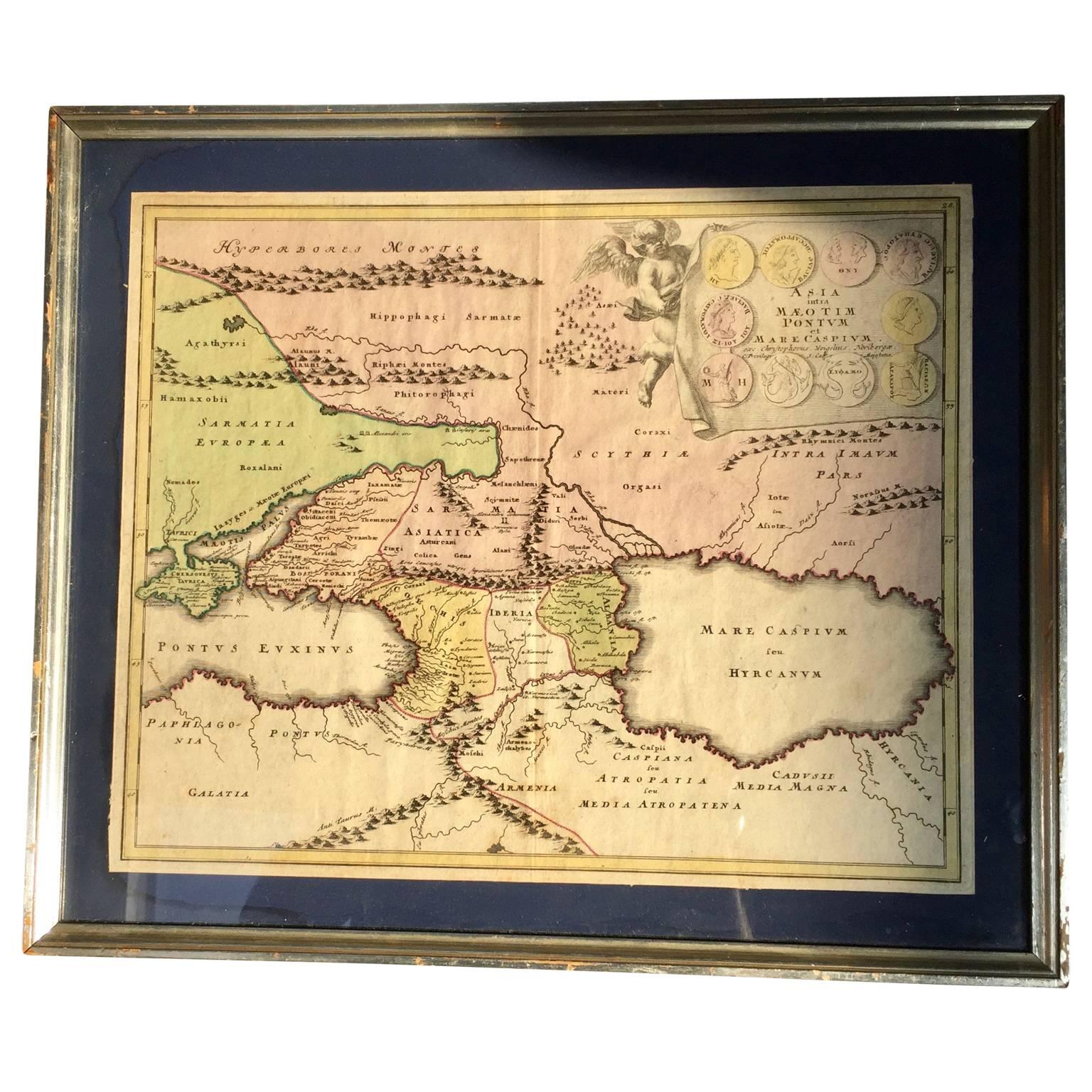 German Four 18th Century Engraved and Hand-Colored Maps by Weigel For Sale