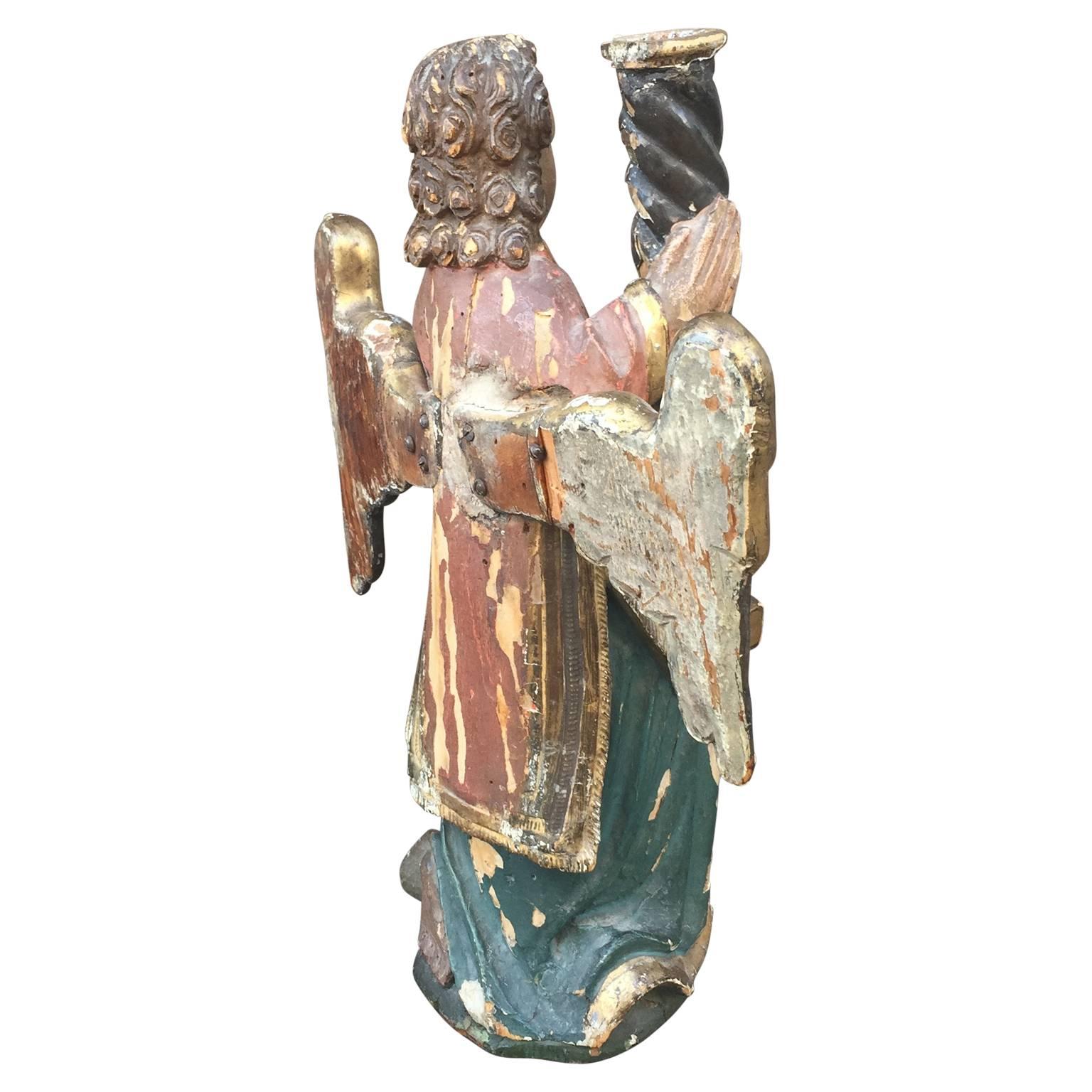 Scandinavian Late 17th Century Baroque Angel Candleholder For Sale 3