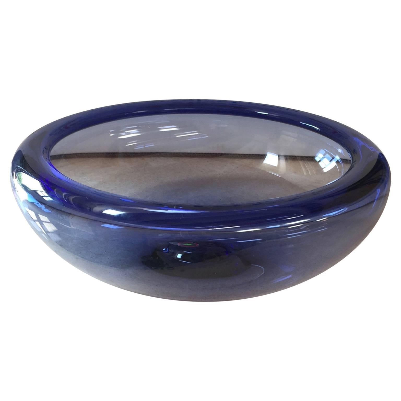 Mid-Century Modern Large Blue Provence Glass Bowl by Per Lutken for Holmegaard