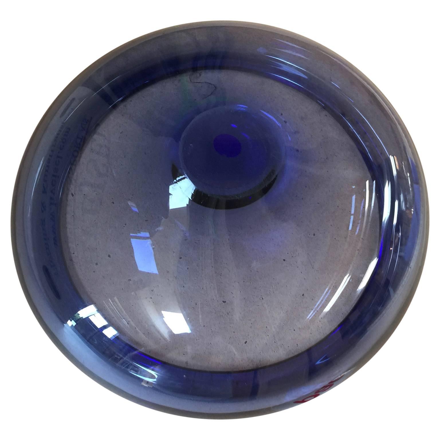 Danish Large Blue Provence Glass Bowl by Per Lutken for Holmegaard