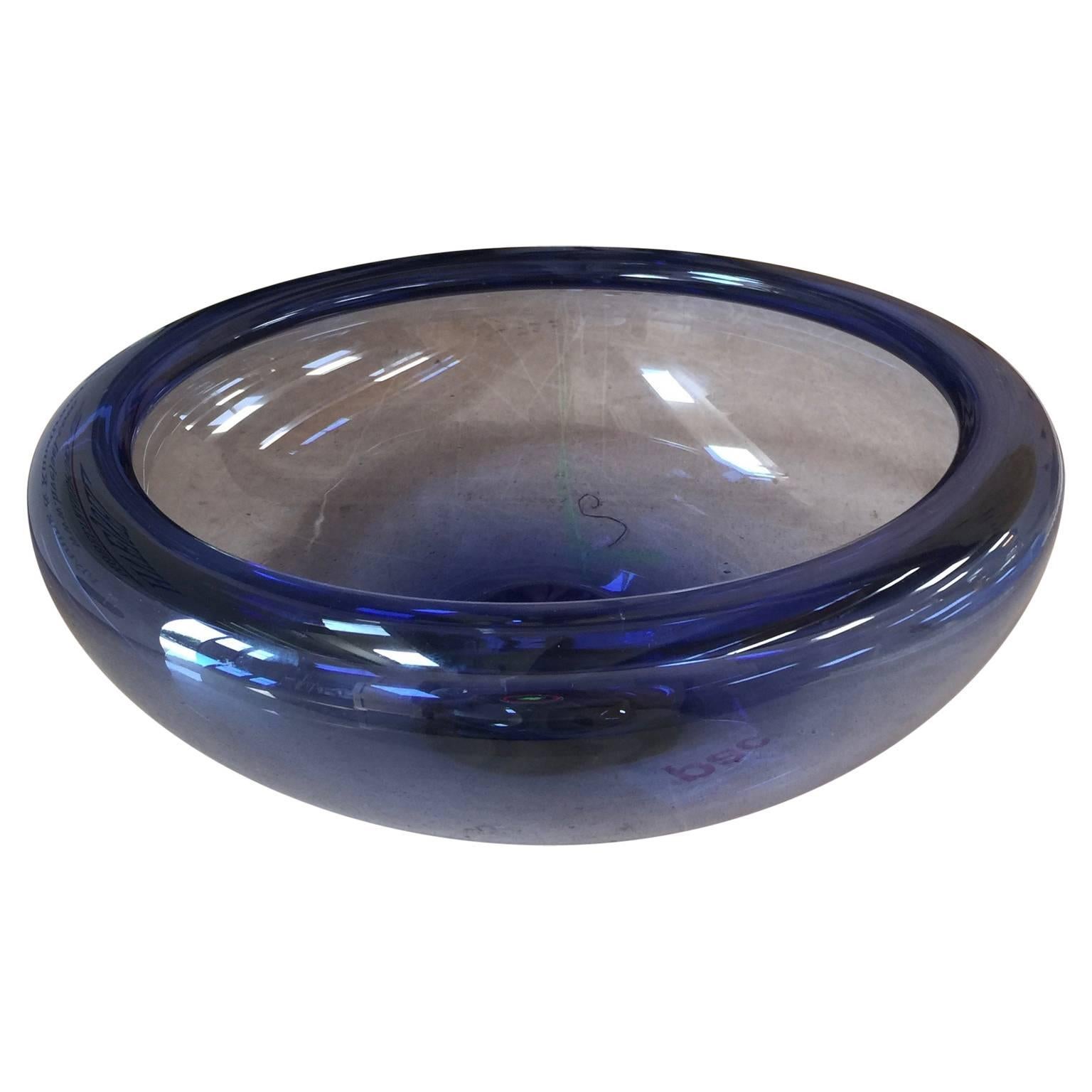 Large Blue Provence Glass Bowl by Per Lutken for Holmegaard