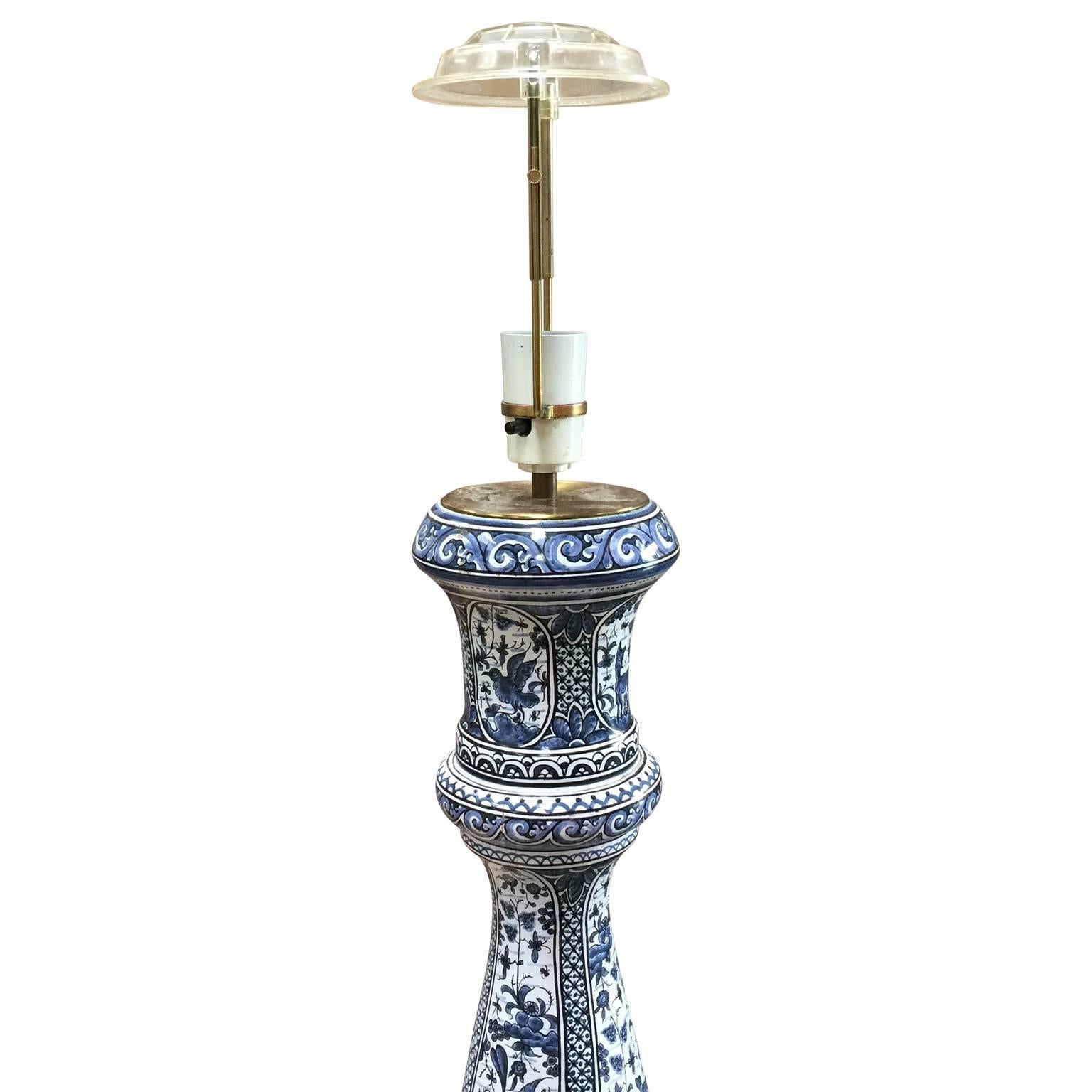 blue and white floor lamp