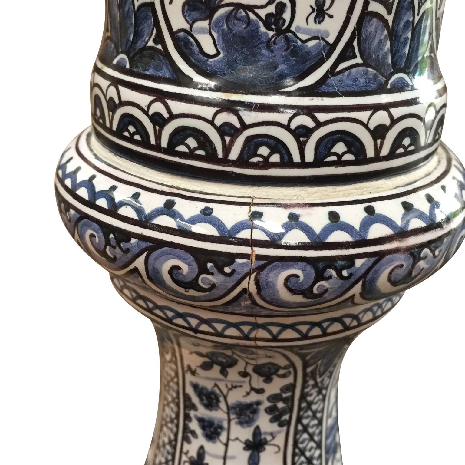 Large 19th Century Blue And White Delft Floor Lamp 3