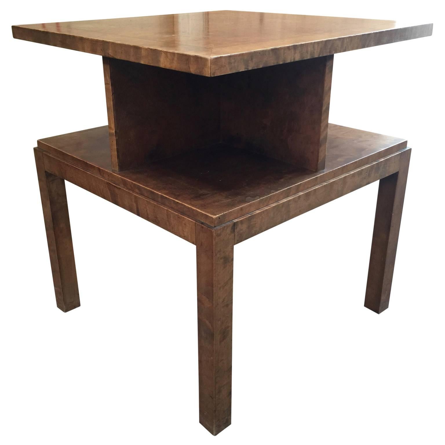 Veneer Square Art Deco Style Side Table