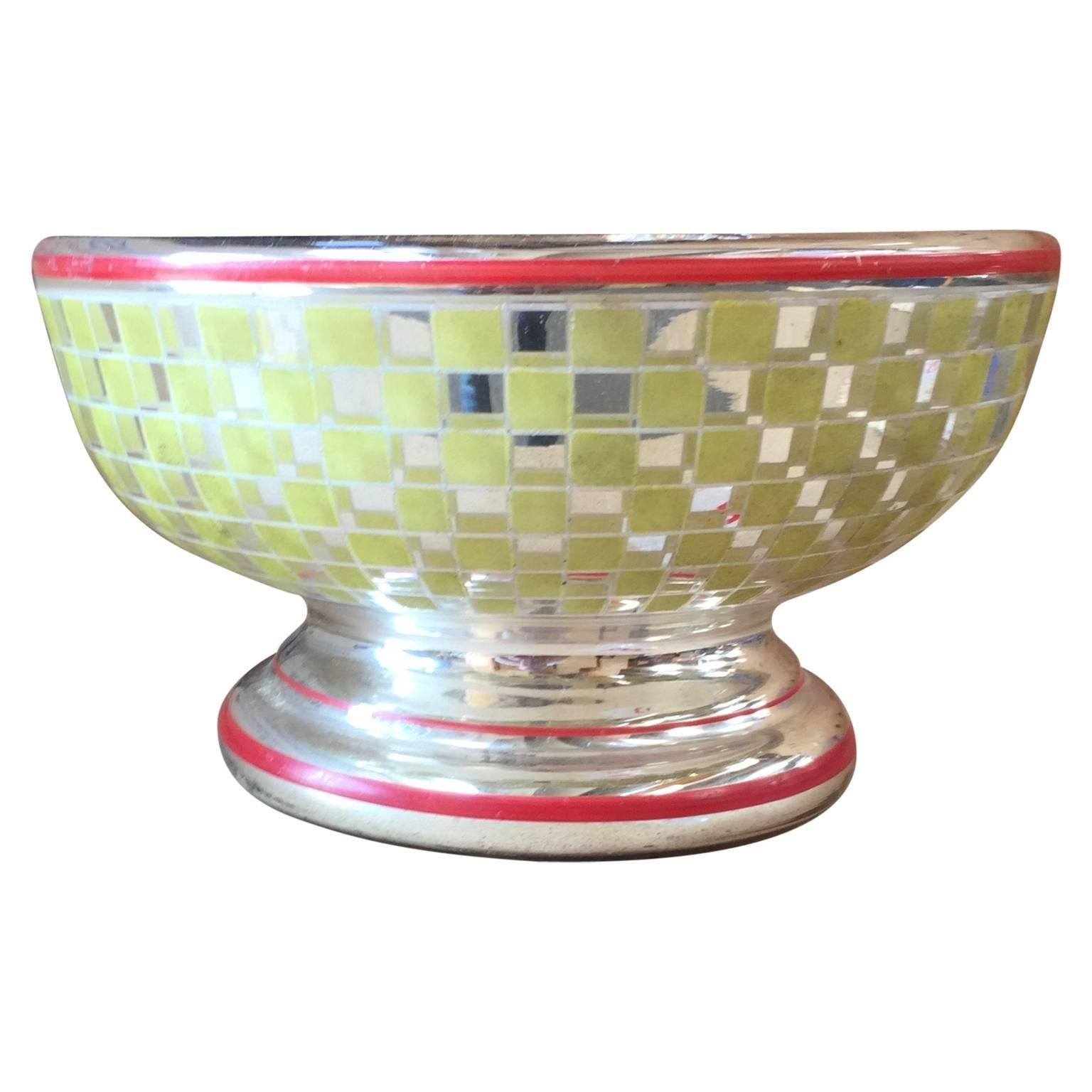 French Midcentury Painted Mercury Glass Bowl In Good Condition For Sale In Copenhagen, K