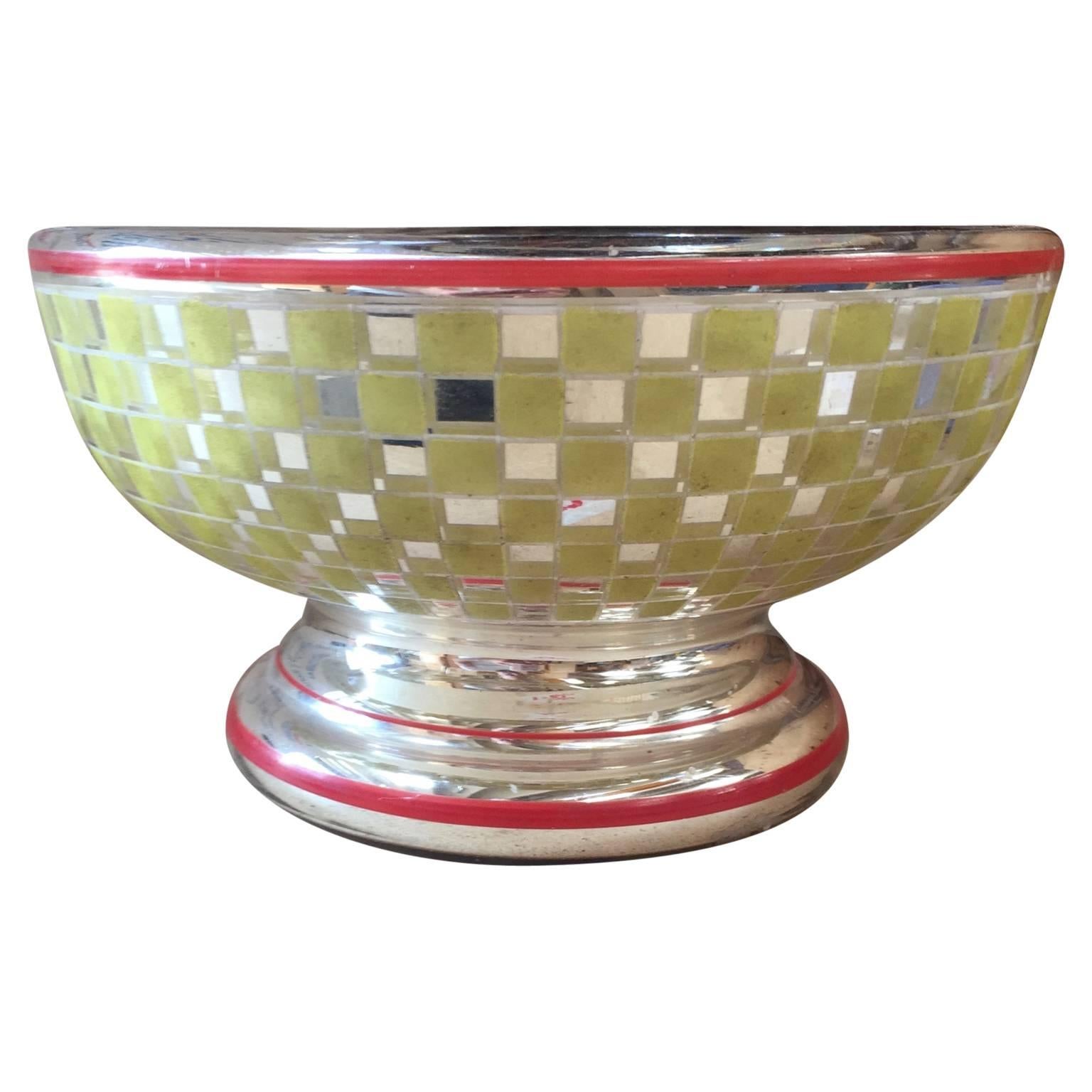 Mid-Century Modern French Midcentury Painted Mercury Glass Bowl For Sale