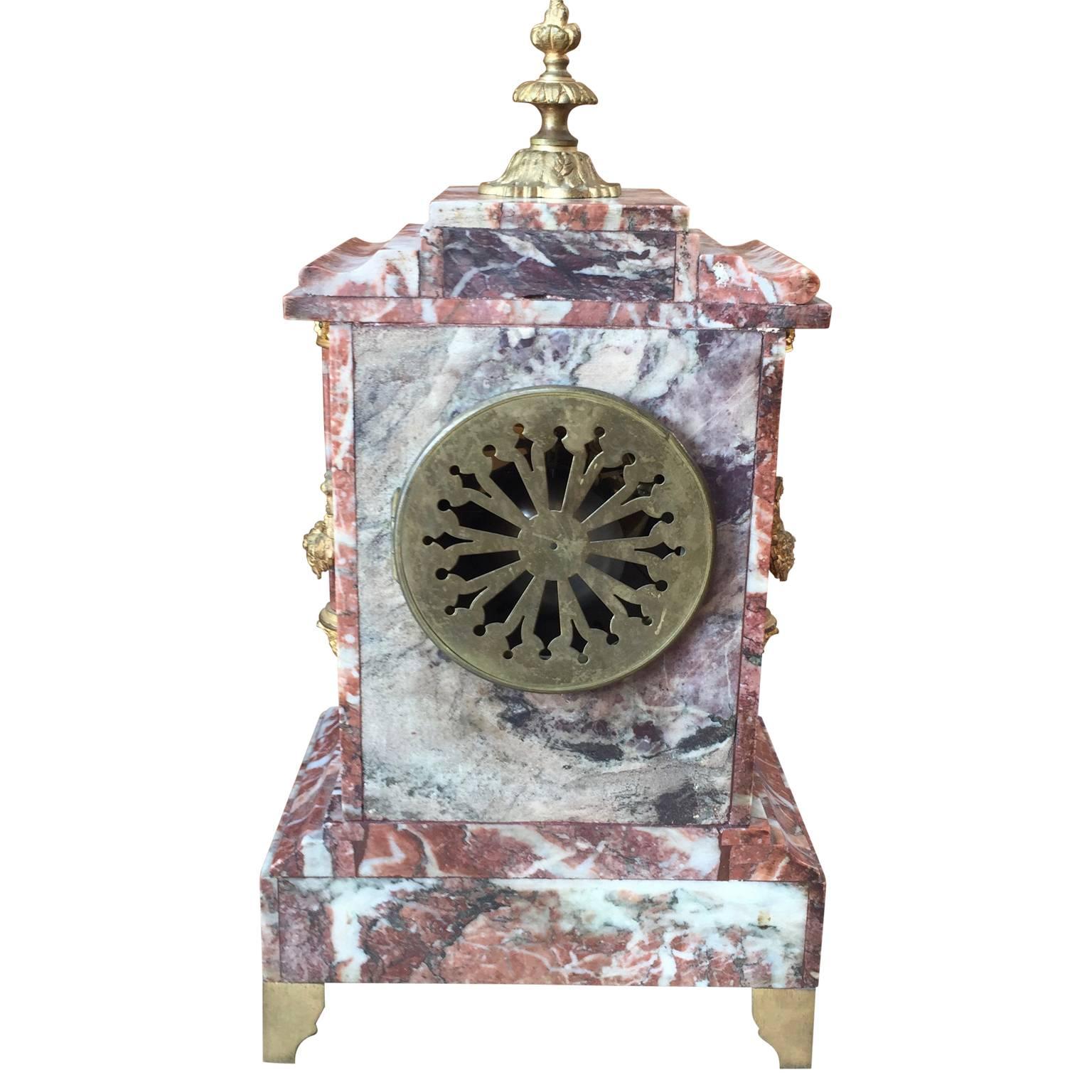 Gilt 19th Century French Marble Mantelpiece Clock