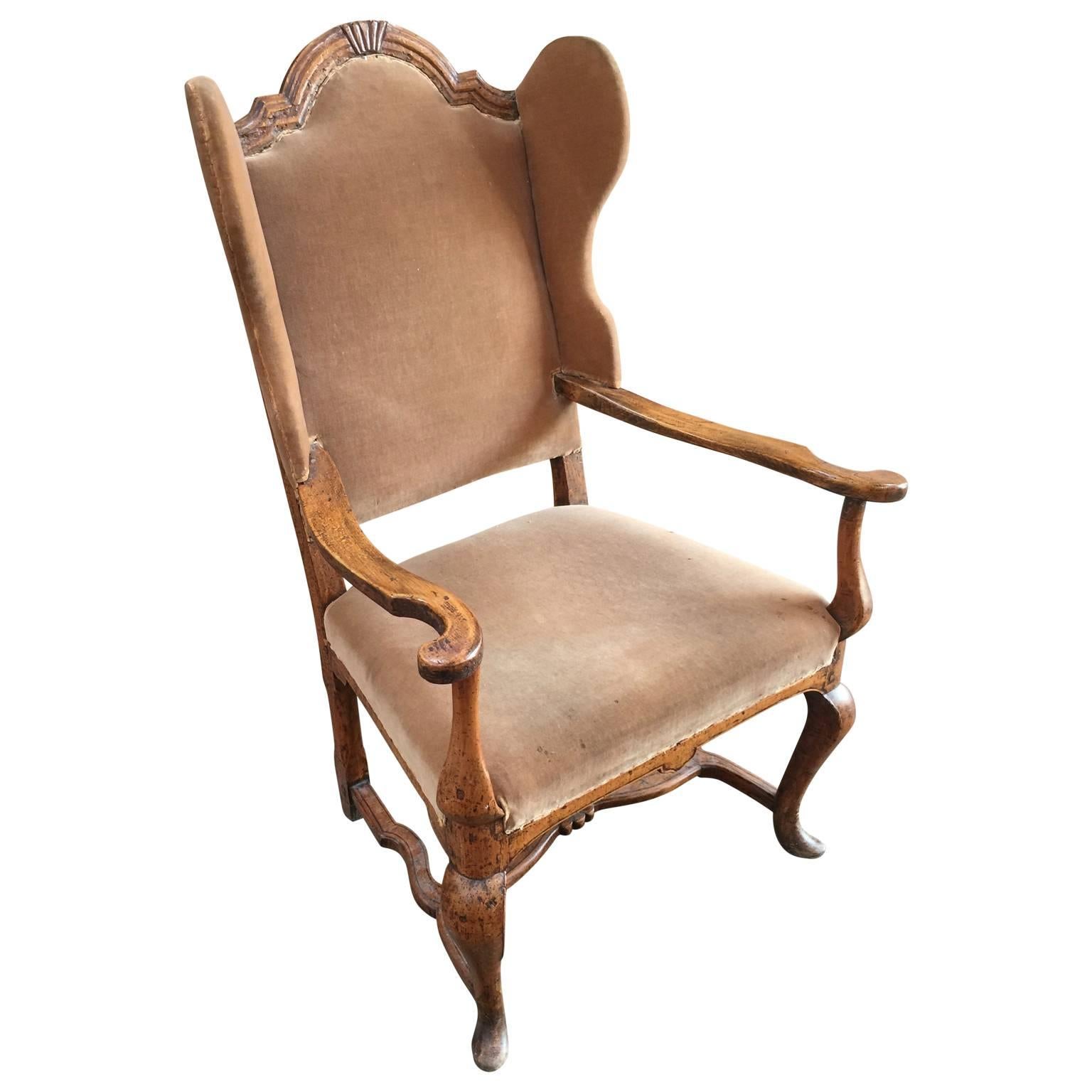 Louis XV Period Danish Rococo Wing Back Armchair