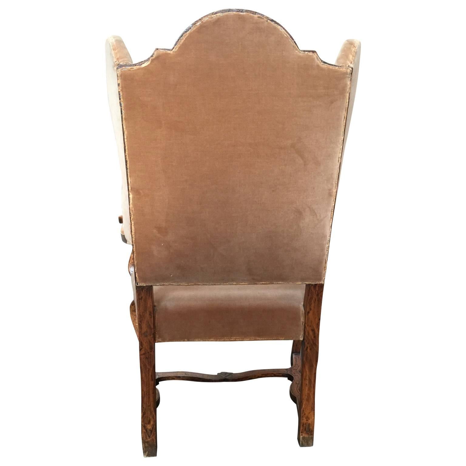 18th Century Period Danish Rococo Wing Back Armchair