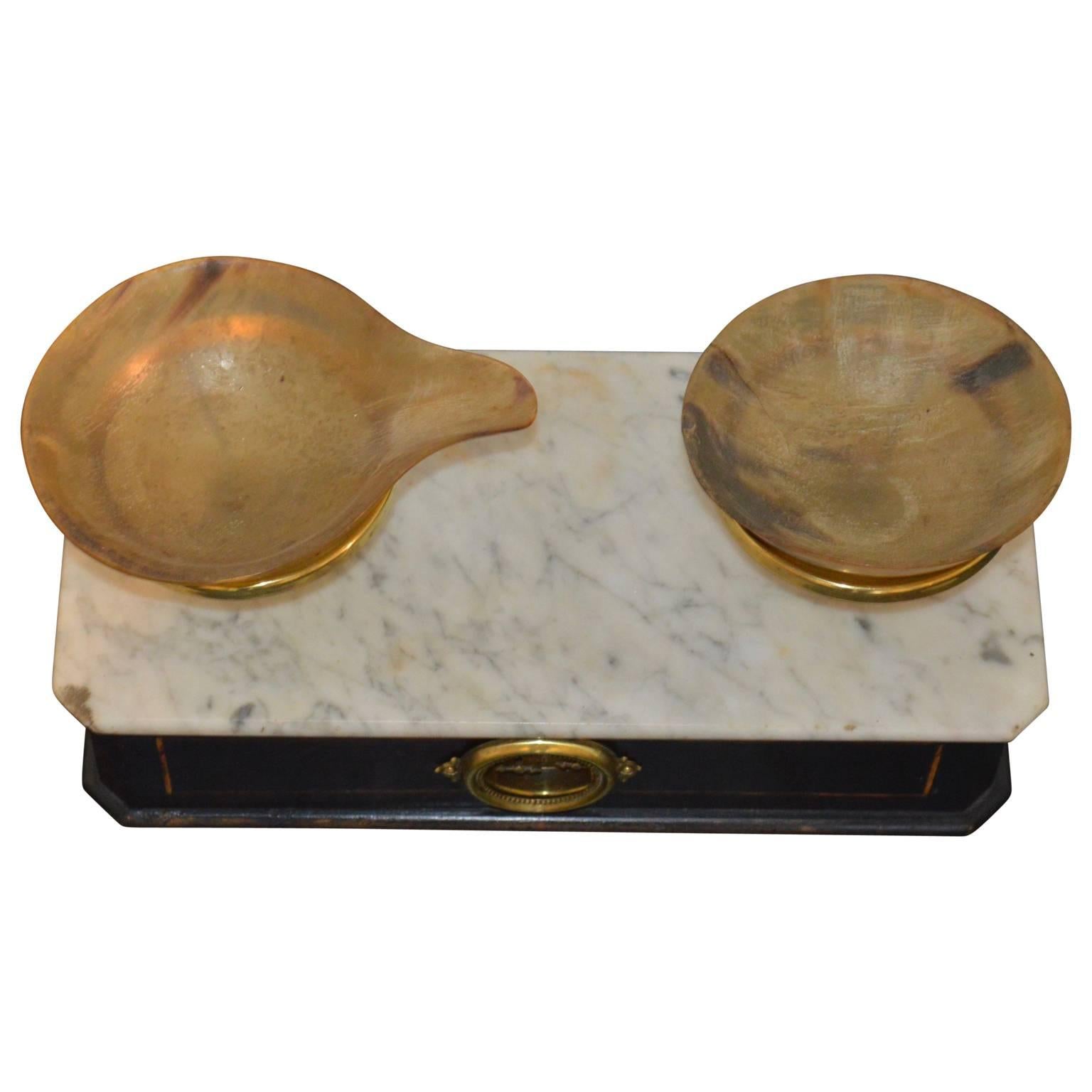 Napoleon III 19th Century Apothecary or Pastry Weight with Horn Bowls