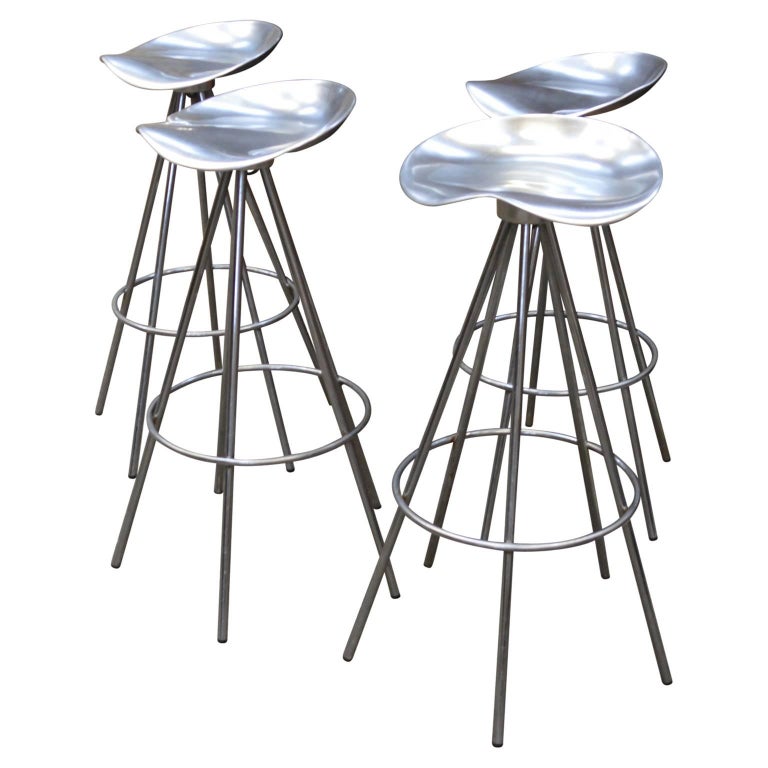 Four Chrome Jamaica Swivel Bar Stools by Pepe Cortes for Knoll For Sale