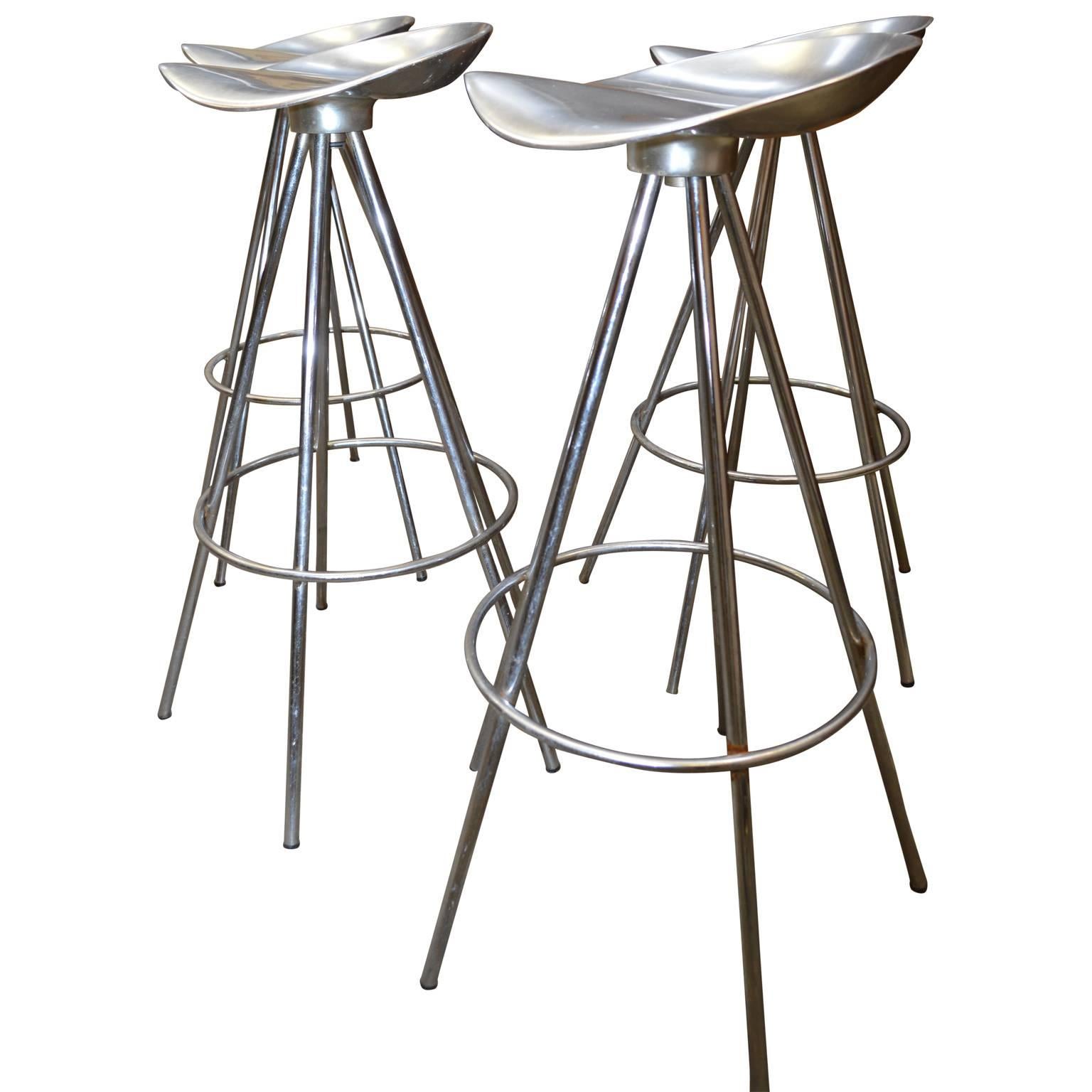 Four Chrome Jamaica Swivel Bar Stools by Pepe Cortes for Knoll 2